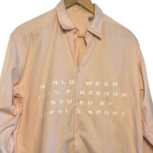 Vtg 1990's Esprit Sport Size Medium 100% Cotton Freedom Long Sleeve Blouse